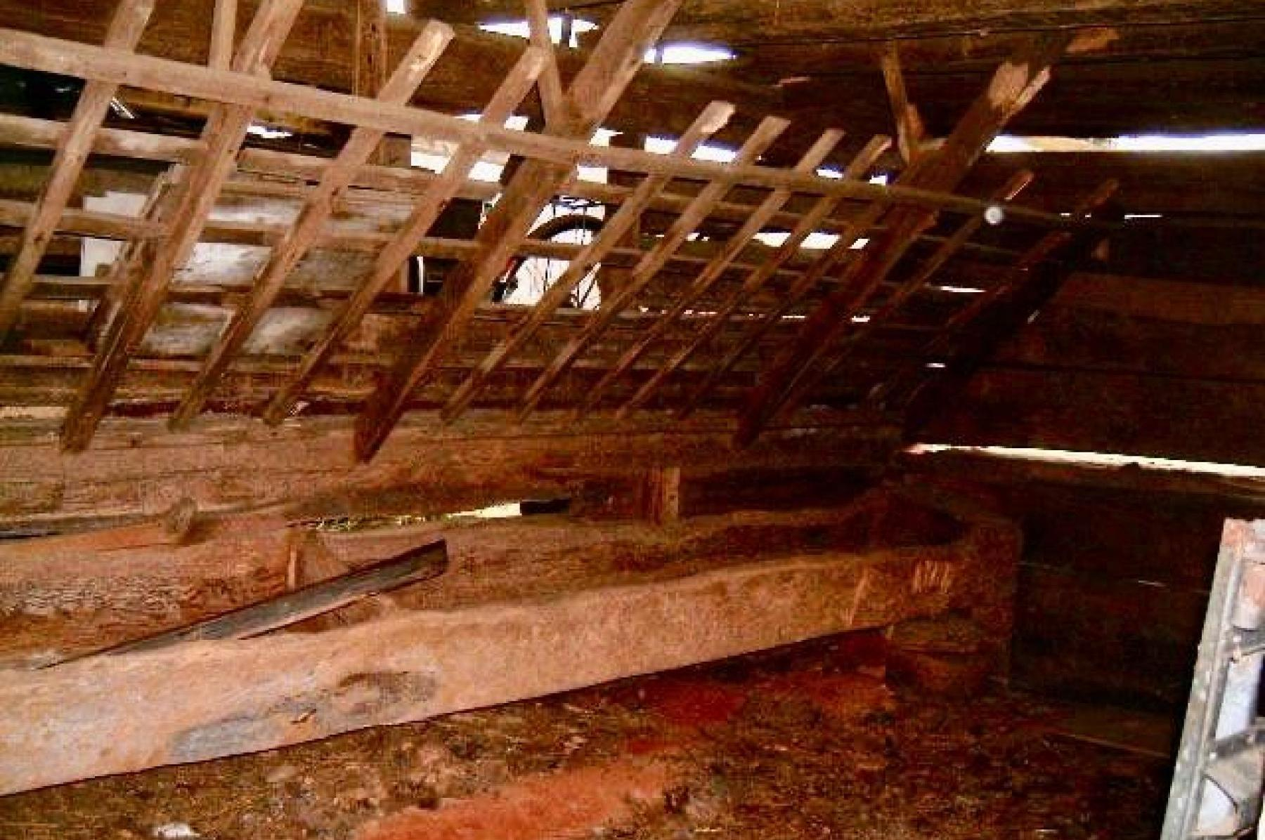 Barn Interior with Dugout Feeding Trough